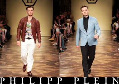 Ed Westwick makes runway debut in Philipp Plein’s Spring 2013 Men’s Fashion Show