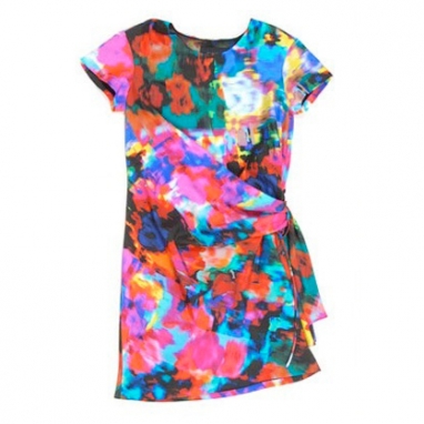 Knotted Watercolor Silk T-Dress