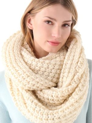 GL261 LADIES ANUCCI KNITTED CREAM SILVER COLOR WARM WINTER WRAP SCARF 