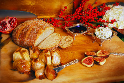 Oven roasted Sourdough loaf with Roasted Garlic