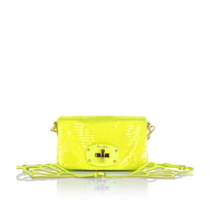 Sequin-Embellished Neon Bag by Miu Miu
