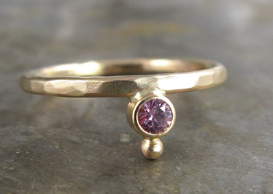Simple 14k Gold and Pink Sapphire Ring for BCA
