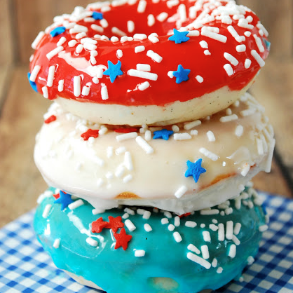Fourth of July Desserts: Red White and Blue Donuts