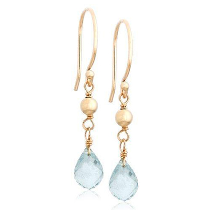 Aquamarine Briolette Hook Earrings