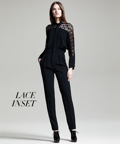 Black Lace Inset Jumpsuit
