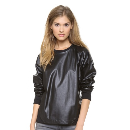 Black Leather Sweatshirt