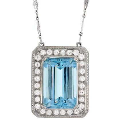 Platinum Aquamarine Estate Necklace