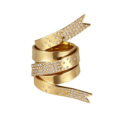 Gold and Diamond Ribbon Ring