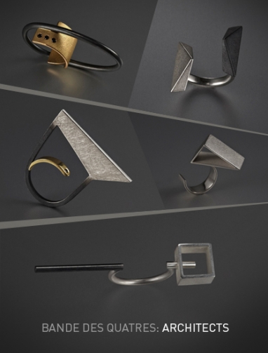 Erin Wahed’s Bande Des Quatres offers architectural jewelry