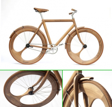 Eco-friendly handmade bicycle made of nearly all wood