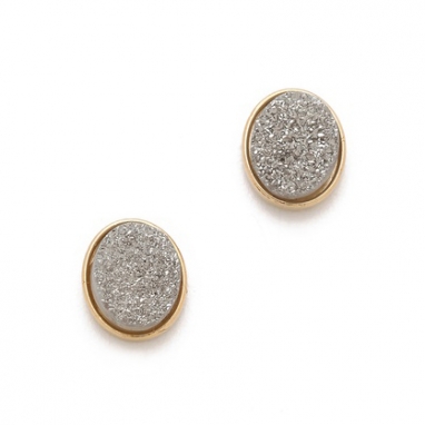 Silver Druzy Stud Earrings