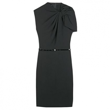 Drape Detail Wool Dress