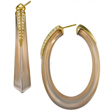 Grey Chalcedony Ellisse Earrings by Tito Pedrini