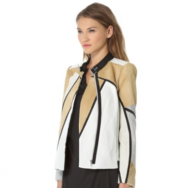 Colorblock Leather Jacket