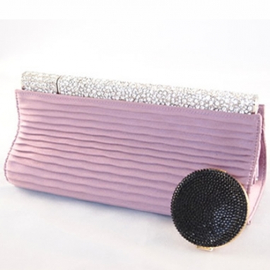 Judith Leiber Lavender Satin Clutch and Swarovski Crystal Set