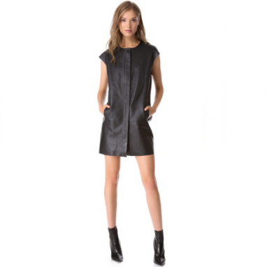 Sleek Leather Mini Dress