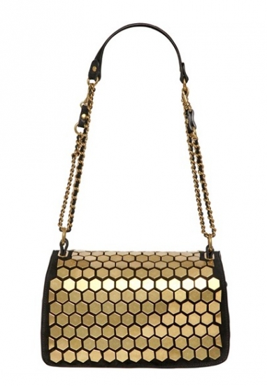 Metal and Suede Shoulder Bag