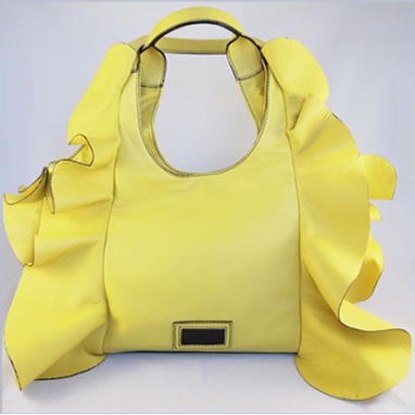 Valentino Rouches Napa Tote in Yellow