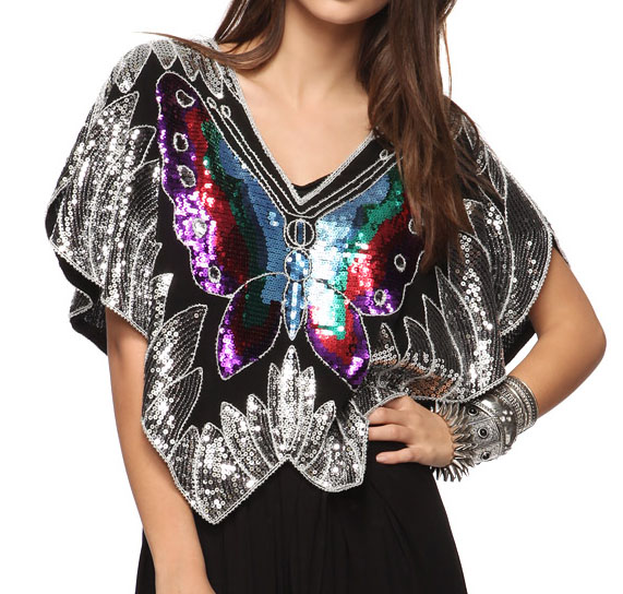 butterfly sequin top outfit
